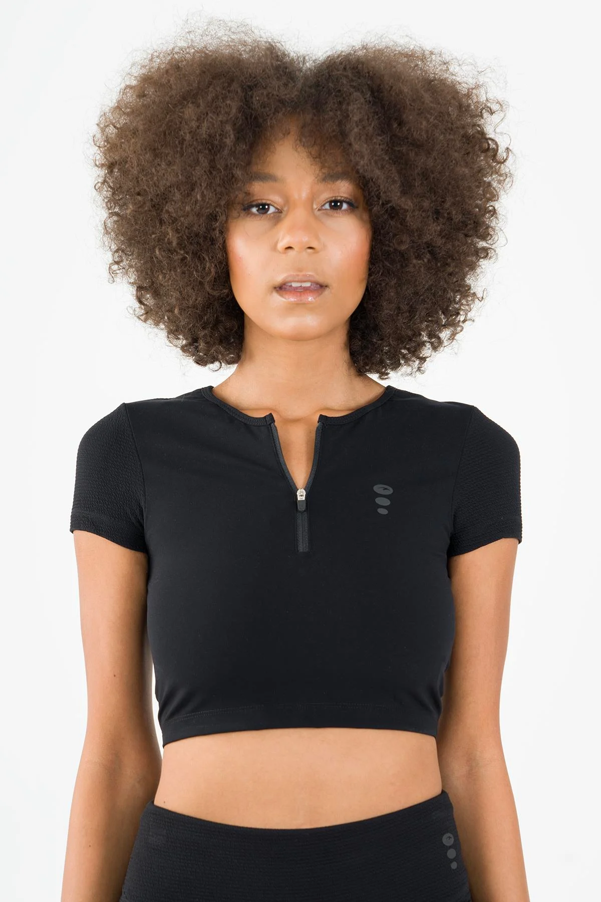 Maraton SlimFit Kadın Bisiklet Yaka Siyah- Crop Top