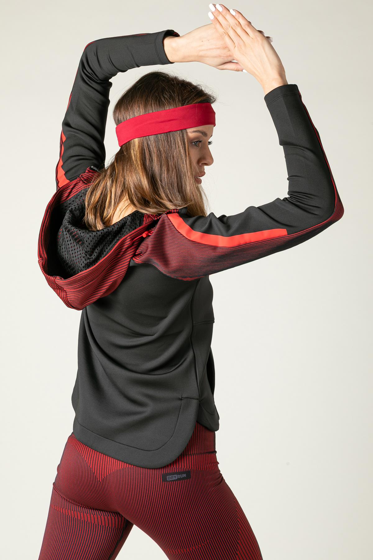 Maraton SlimFit Kadın Kapüşonlu Siyah Tracktop - 3