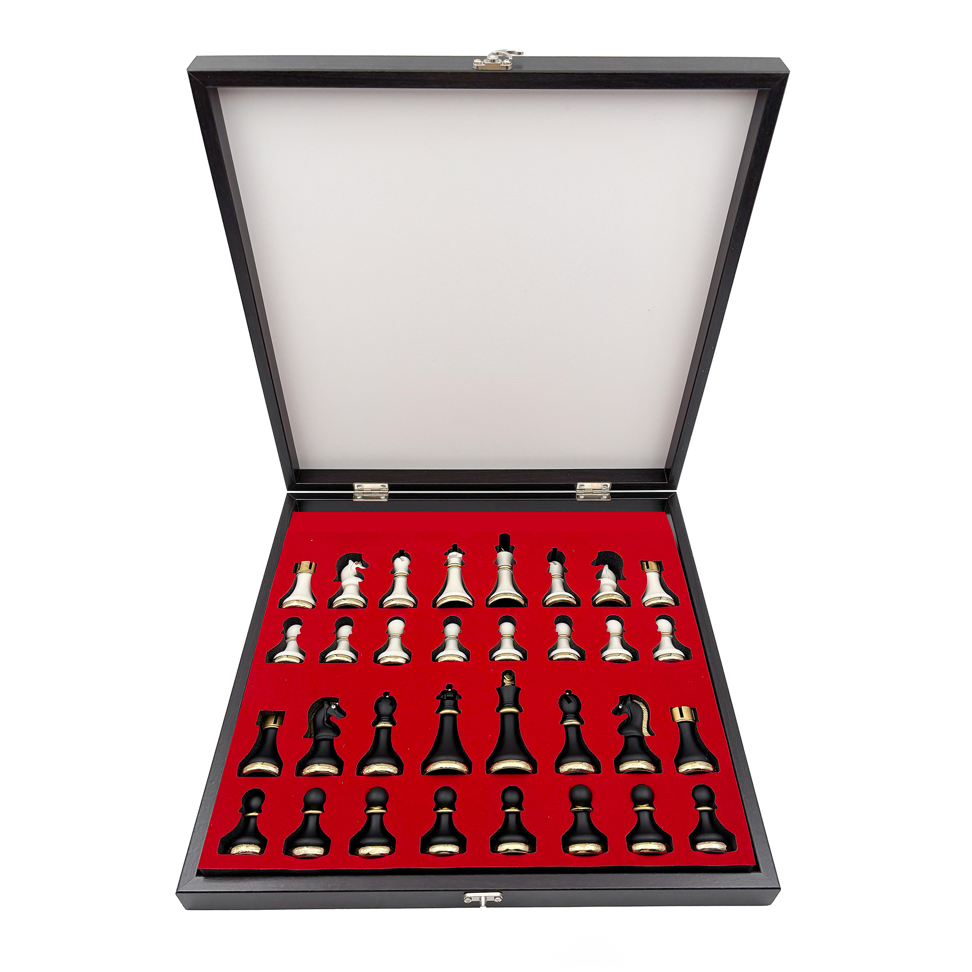 Metal & Polyester Ahşap Satranç Takımı – Siyah Beyaz MK36P - 13