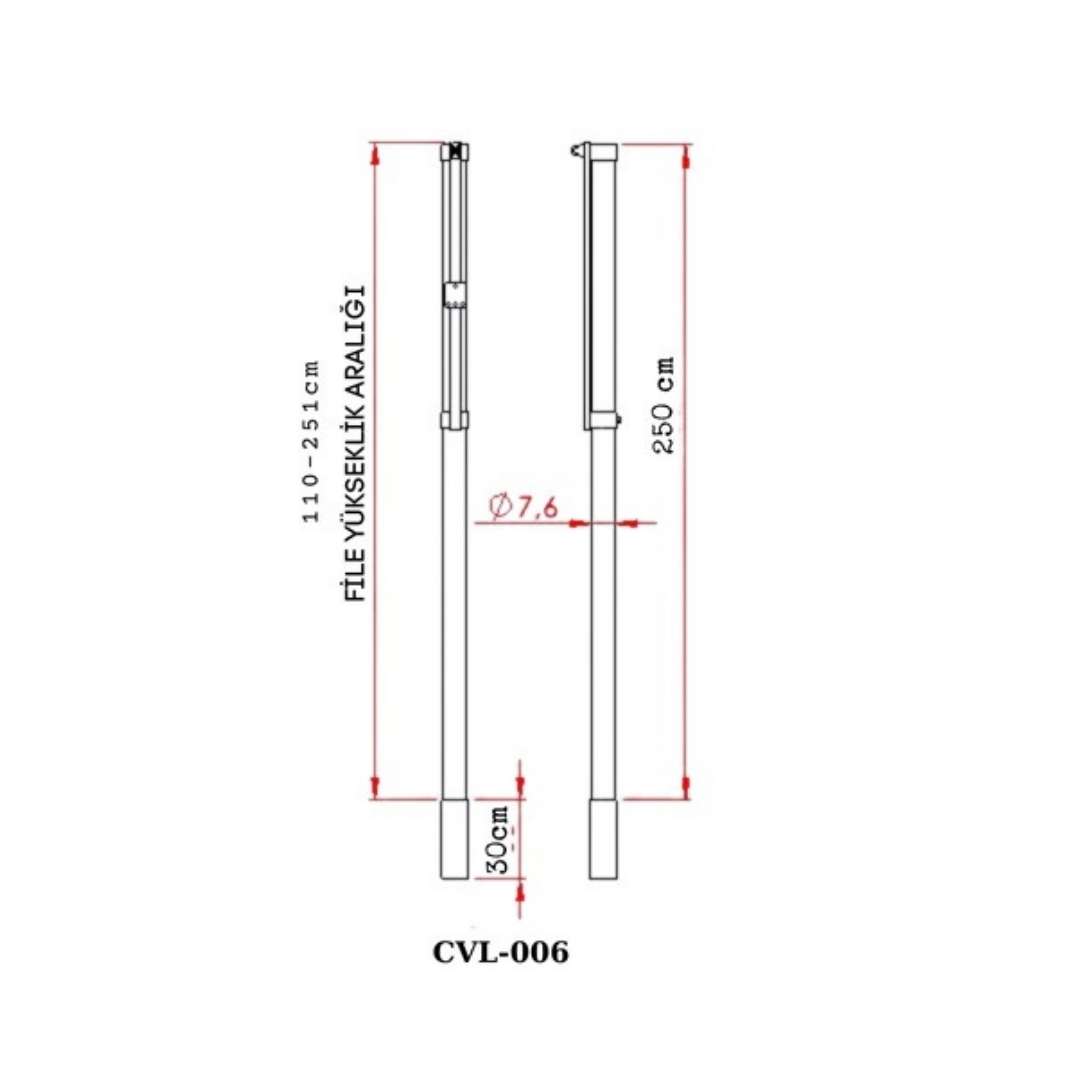 METAL VOLEYBOL DİREĞİ KRİKOLU SİSTEM CVL-006 - 6