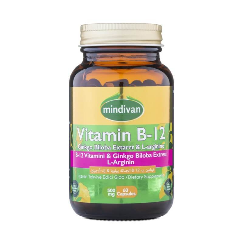 Mindivan Vitamin B12+ Ginkgo Biloba+ Arginin 60 Kapsül