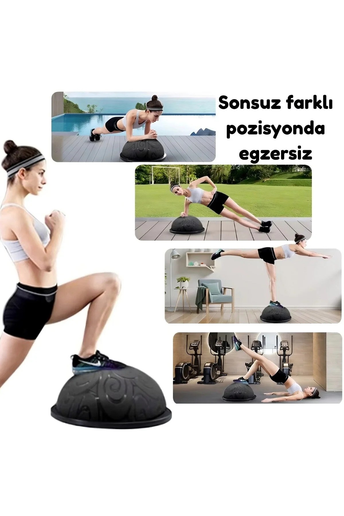 Modern Uluslararası Standartlarda Çift Renkli Denge Mobilite Pilates Bosu Ball Aleti Topu 58cm - 6