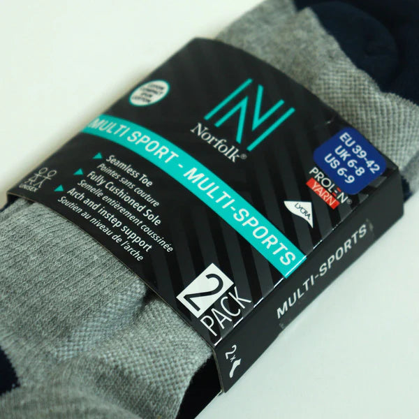 Montreal Ekstra Yastıklamalı Pamuk Günlük Spor Çorabı 2'li Paket Lacivert/Gri - 3