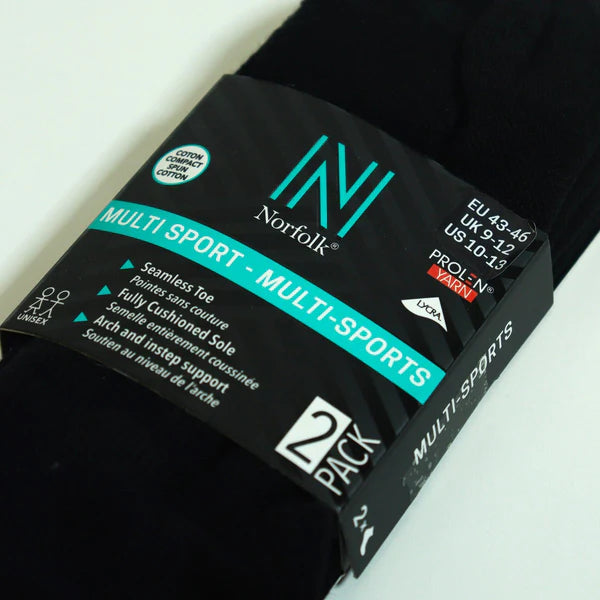 Montreal Ekstra Yastıklamalı Pamuk Günlük Spor Çorabı 2'li Paket Siyah - 3