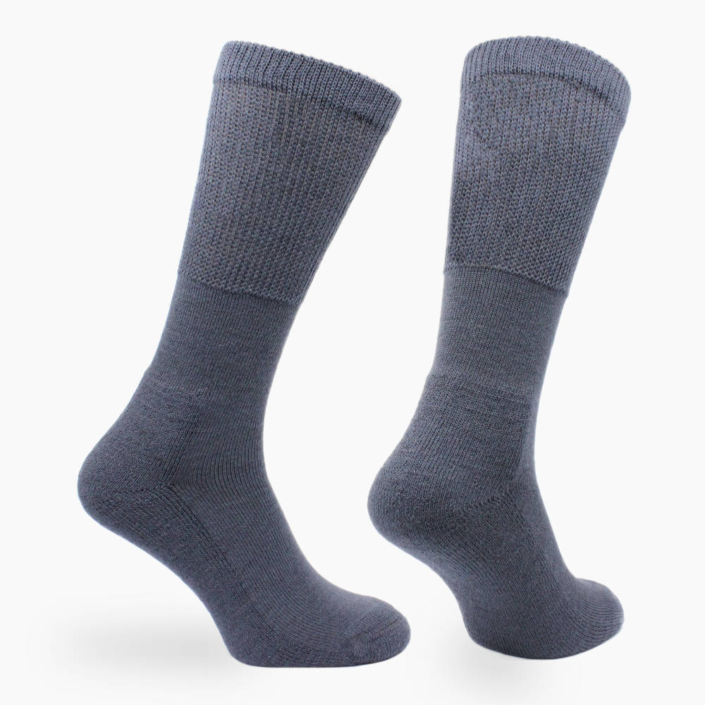 Morgan Stretch+ Teknolojisine Sahip Yün - Ekstra Geniş Diz Altı Ödem Çorabı Gri