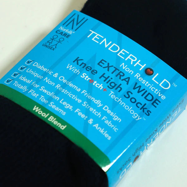 Morgan Stretch+ Teknolojisine Sahip Yün - Ekstra Geniş Diz Altı Ödem Çorabı Lacivert - 3