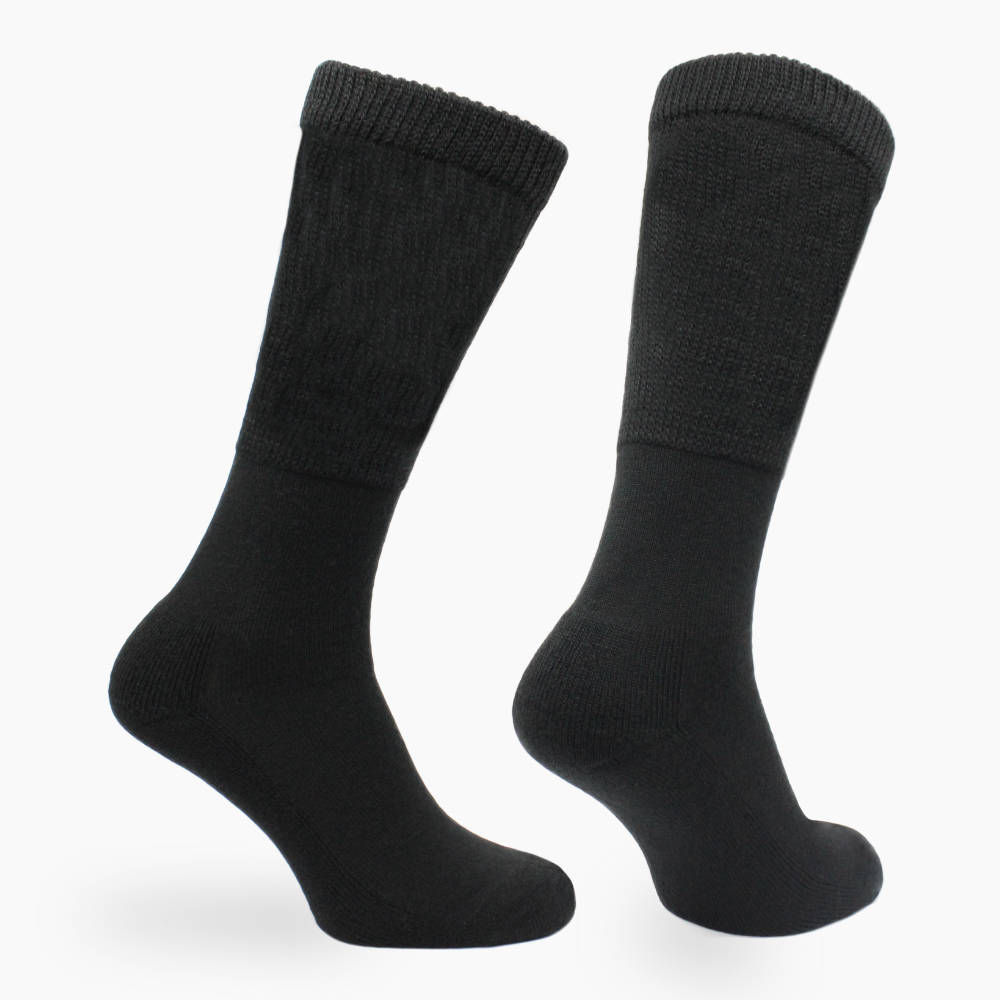 Morgan Stretch+ Teknolojisine Sahip Yün - Ekstra Geniş Diz Altı Ödem Çorabı Siyah