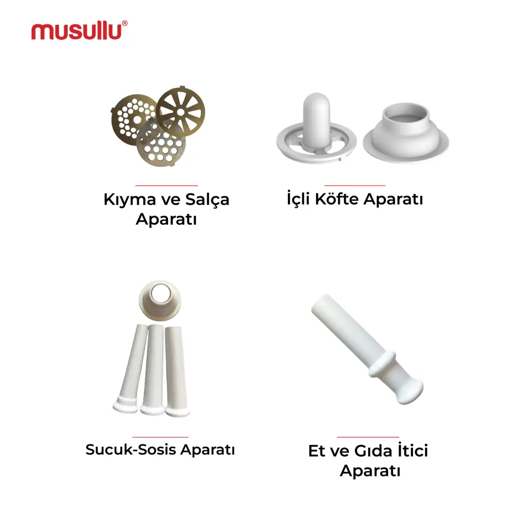 Musullu 1600w MT-G1600M Süper Turbo Et Kıyma Makinesi, Rende Başlıkları - 5