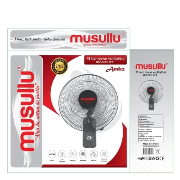 Musullu MSF-1819 SFT Andız Duvar Vantilatörü - 3