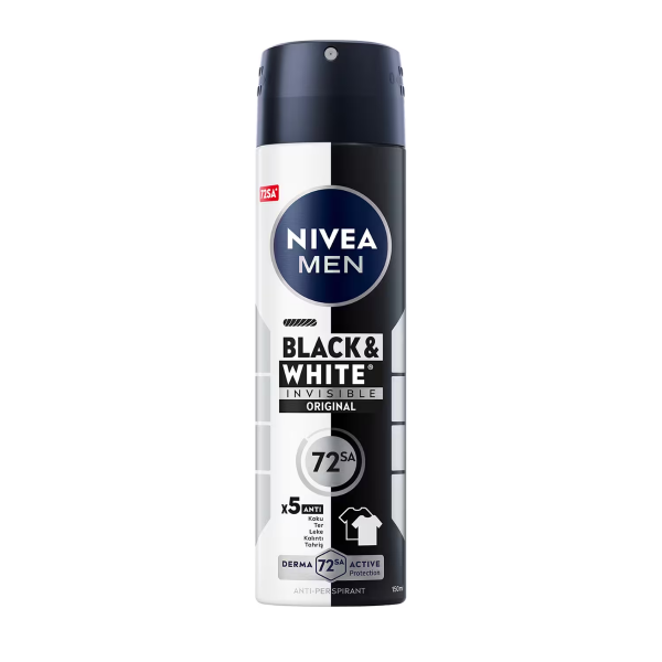 Nivea Men Sprey Deodorant Black White Invisible Original 150 ml