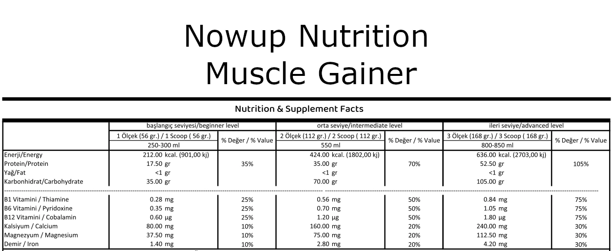 Nowup Nutrition Muscle Gainer 1680 gr - 4