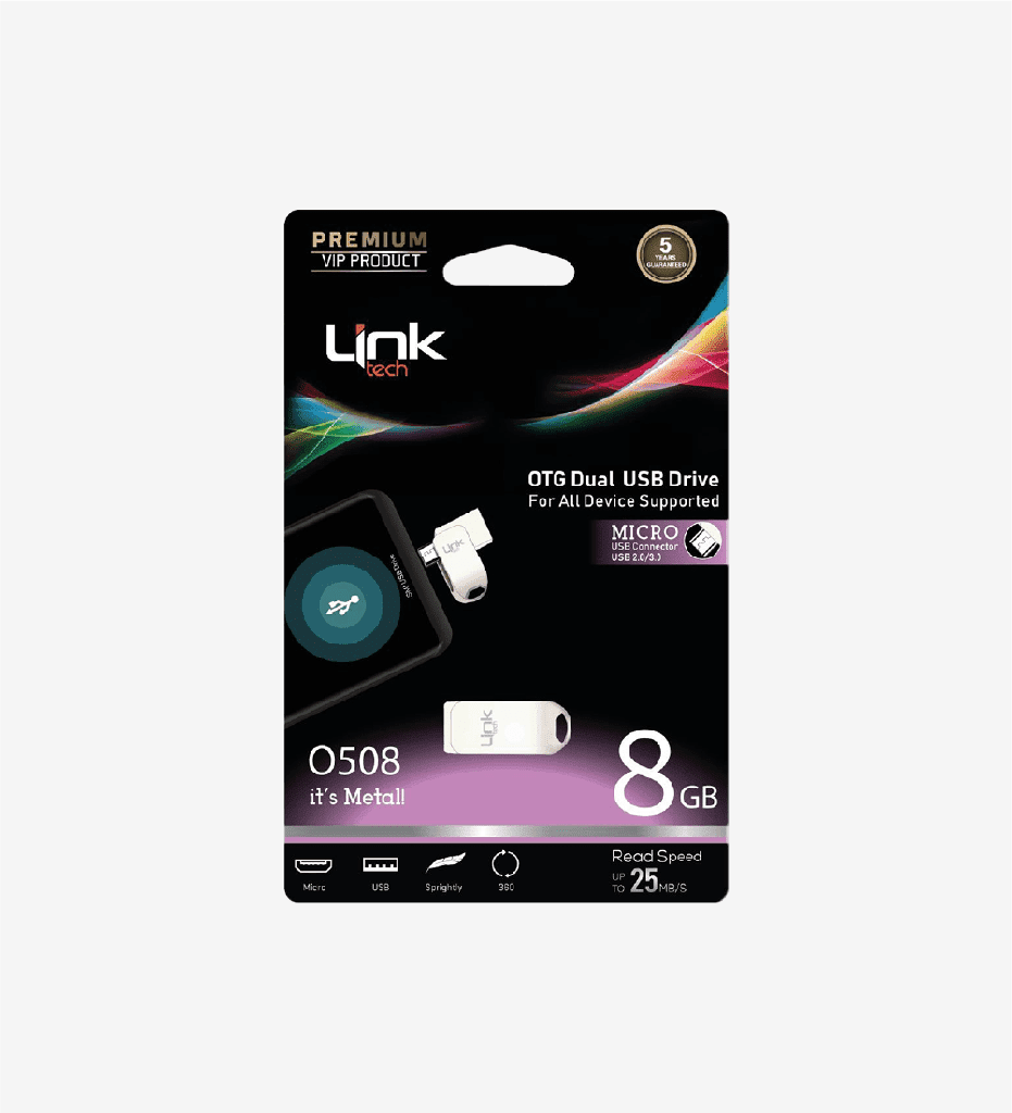 O508 Premium Dual 25mb/s 8GB Micro USB OTG Flash