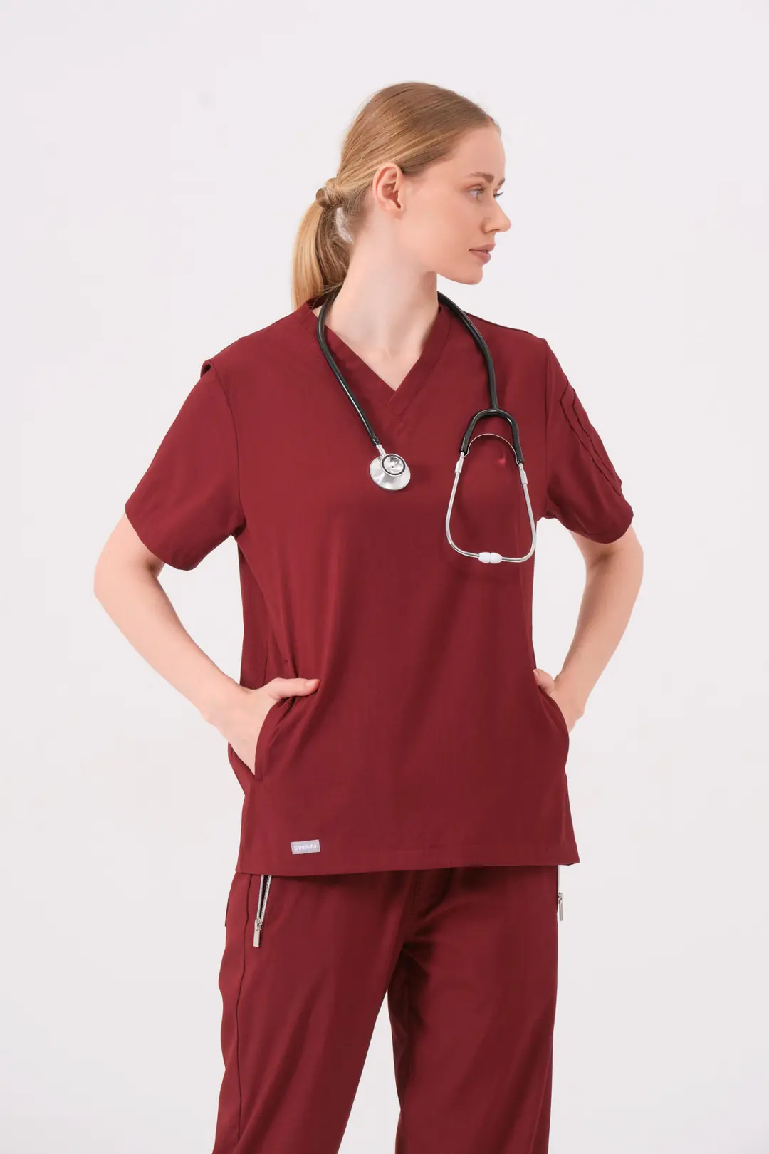 OCTOVIA - BORDO KADIN ÜST ÜNİFORMA