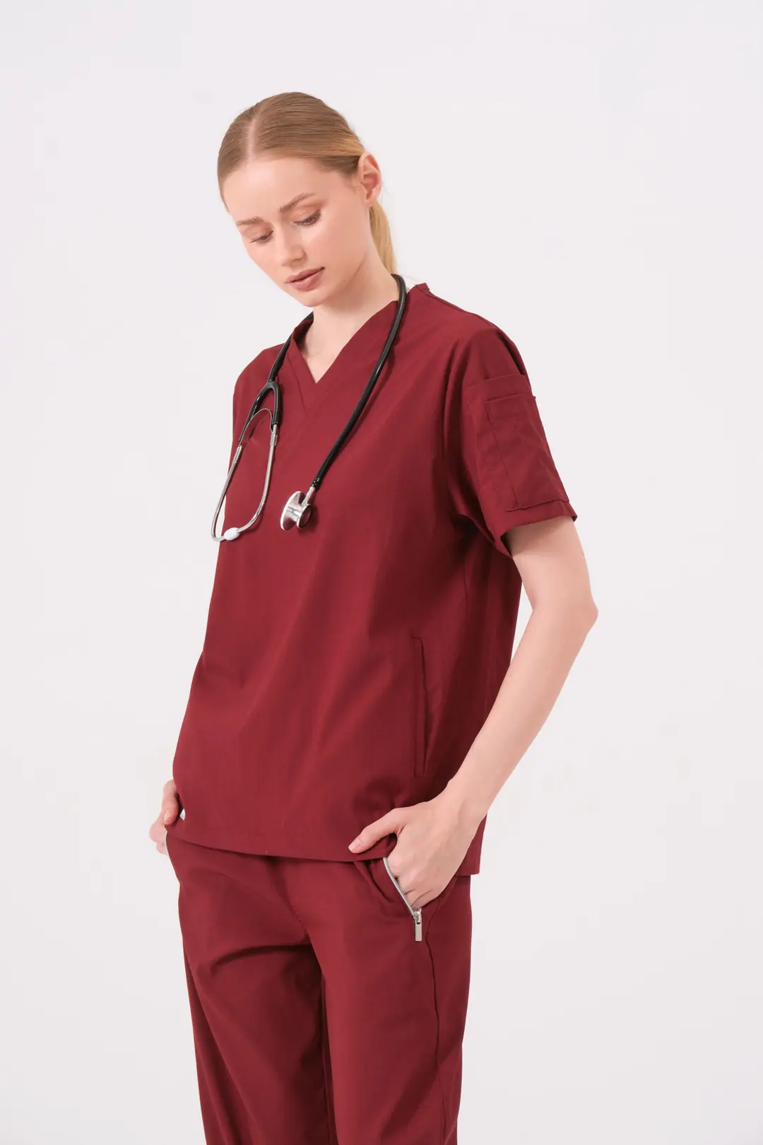 OCTOVIA - BORDO KADIN ÜST ÜNİFORMA - 3