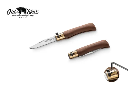 Antonini Old Bear 7cm Tırtıklı Ceviz Ağacı Saplı S Çakı