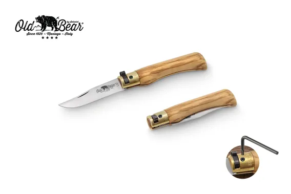 Antonini Old Bear 7cm Tırtıklı Zeytin Ağacı Saplı S Çakı