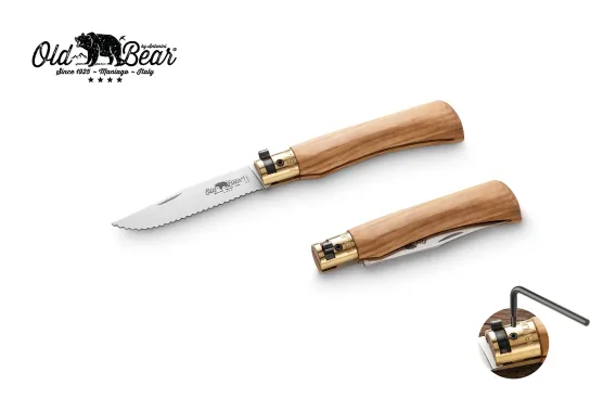 Antonini Old Bear 8cm Tırtıklı Zeytin Ağacı Saplı M Çakı