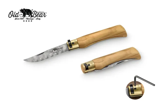 Antonini Old Bear 9cm Zeytin Ağacı Saplı Damascus L Çakı