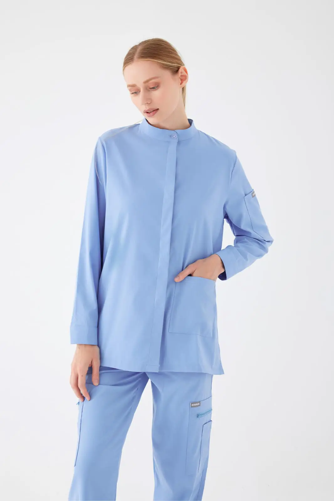 OLIVIA - Bebe Mavisi Tesettür Üst Üniforma - 4