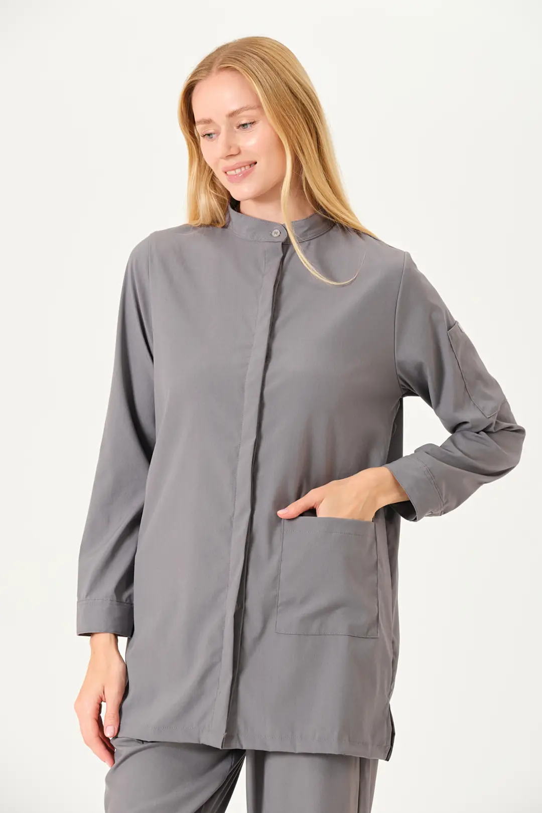 OLIVIA - Gri Tesettür Üst Üniforma ( DIAMOND)