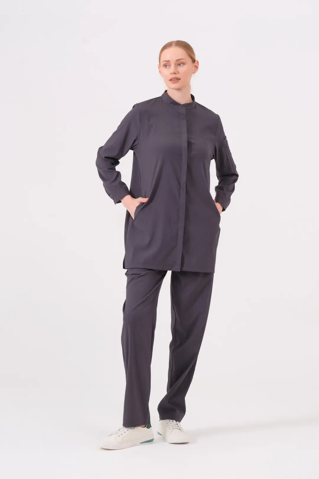 PERLA - ANTRASİT KADIN TESETTÜR ÜST ÜNİFORMA - 5