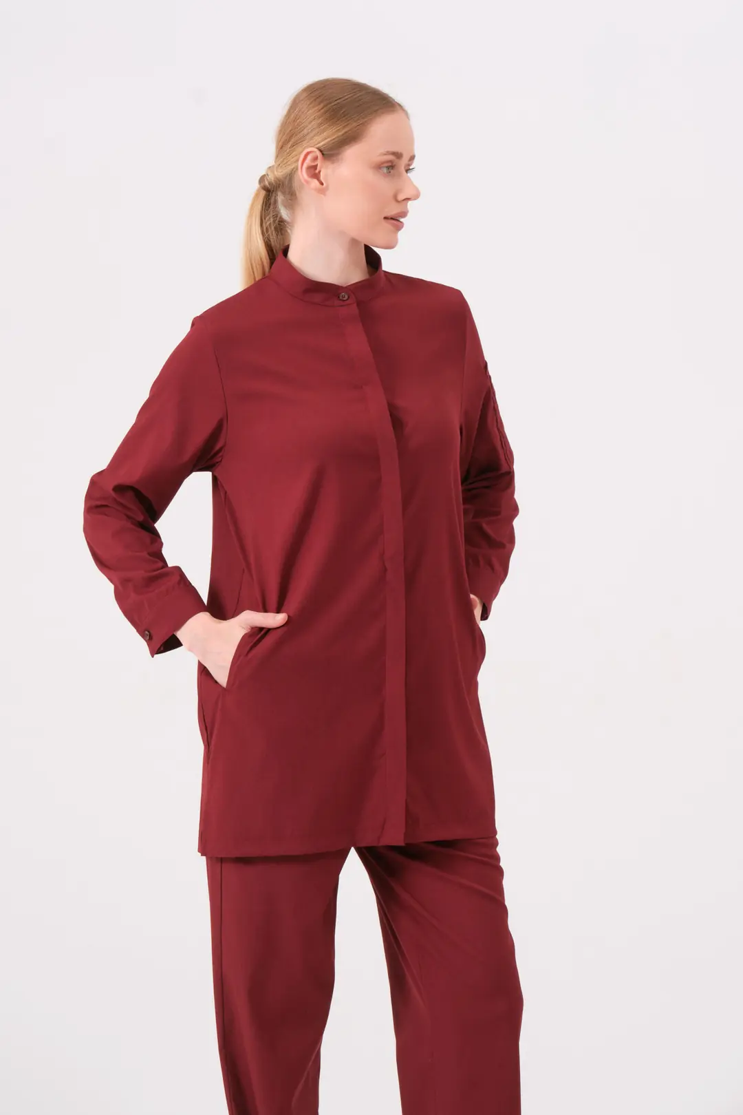 PERLA - BORDO KADIN TESETTÜR ÜST ÜNİFORMA