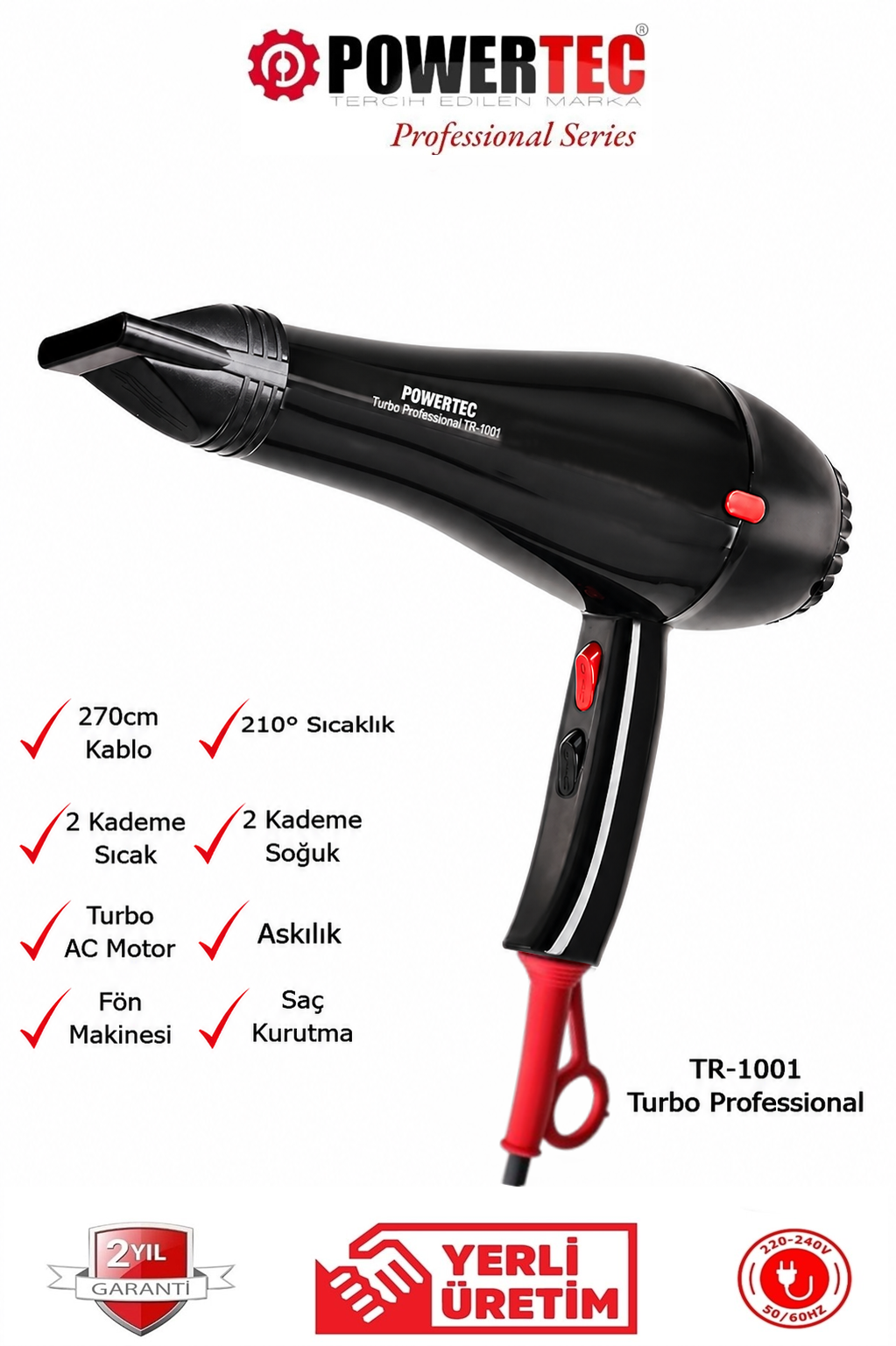 TR-1001 Profesyonel Saç Kurutma & Fön Makinesi 2500W - 2