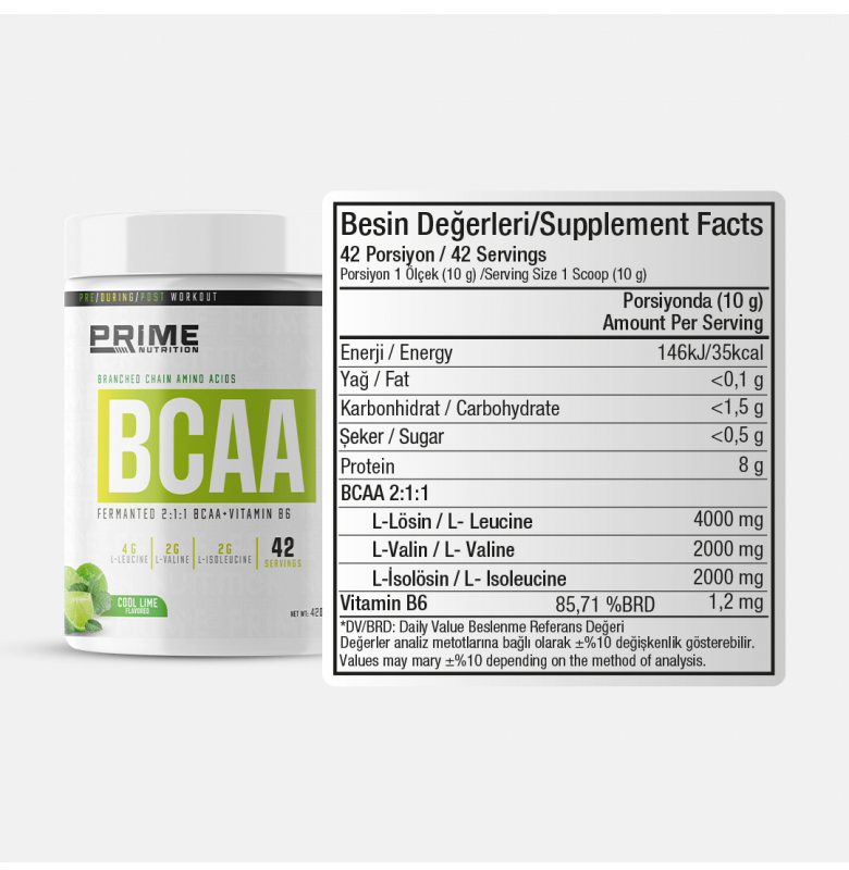 Prime Nutrition BCAA 2:1:1 Cool Lime 420 gram - 3