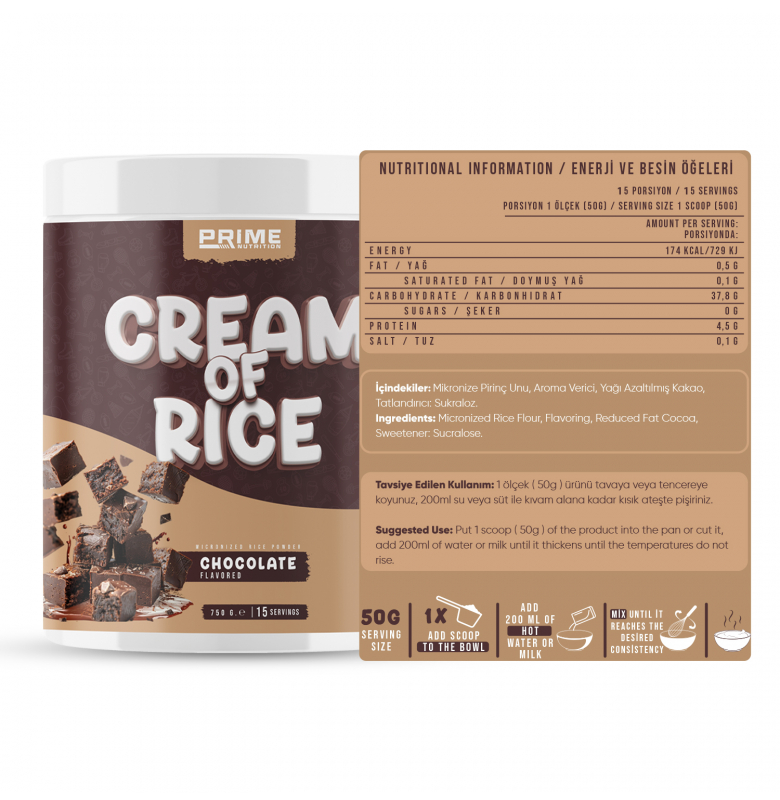 Prime Nutrition Cream Of Rice Çikolata 750 gram - 3