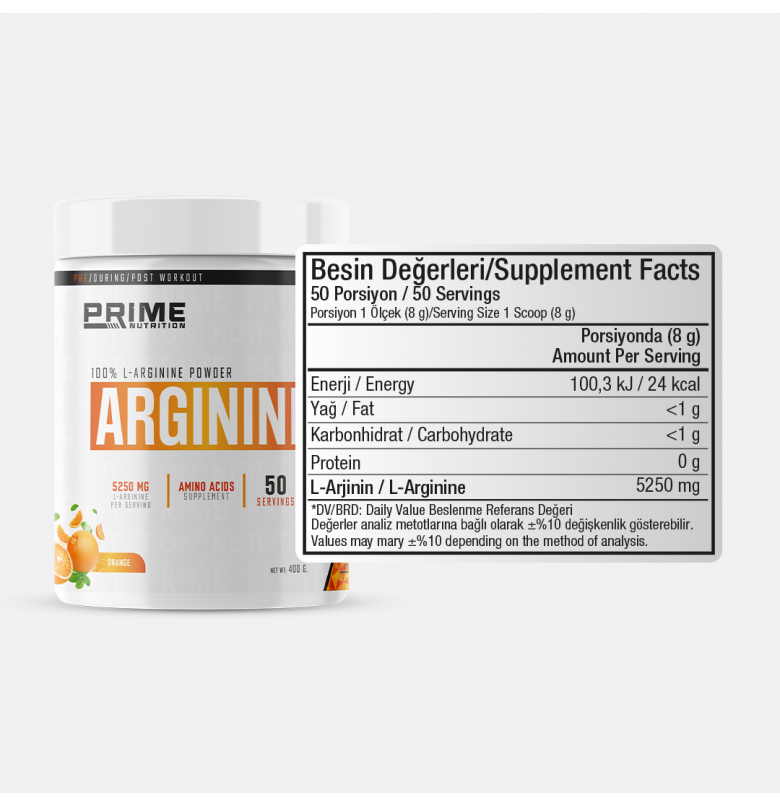 Prime Nutrition L-Arginine Portakal 400 gram - 3