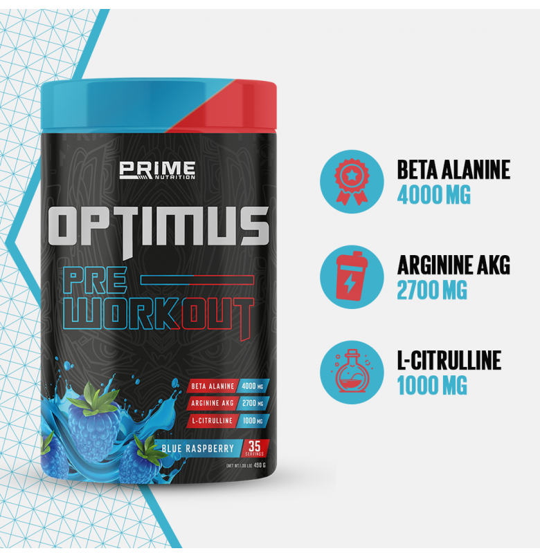 Prime Nutrition Optimus Pre-Workout Blue Raspberry 490 gram - 2