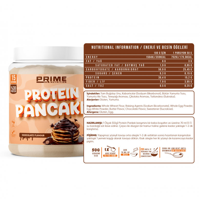 Prime Nutrition Protein Pancake Çikolata 750 gram - 3