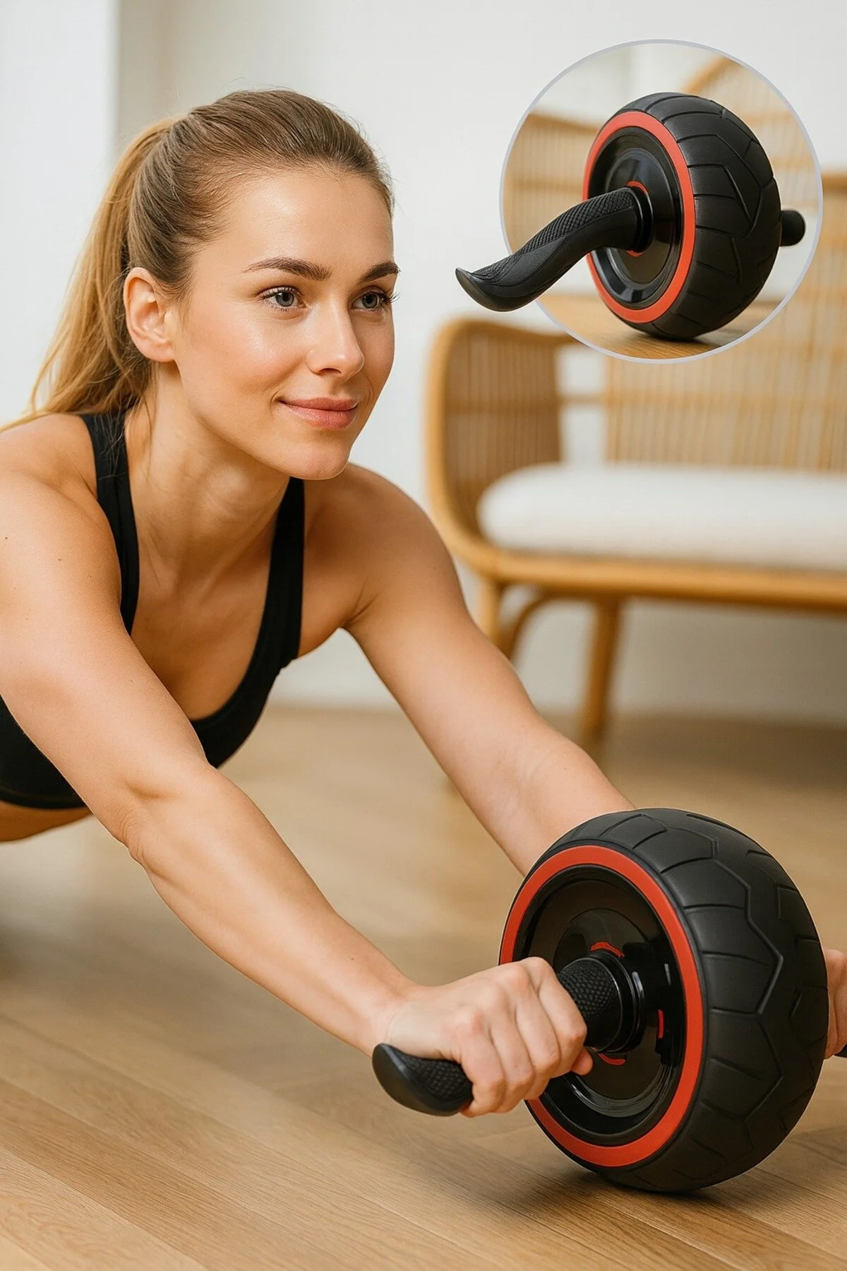 Profesyonel Geri Tepmeli Ab Wheel Premium Roller Karın Kası Egzersiz Tekerleği Mekik Aleti Max 150Kg - 3