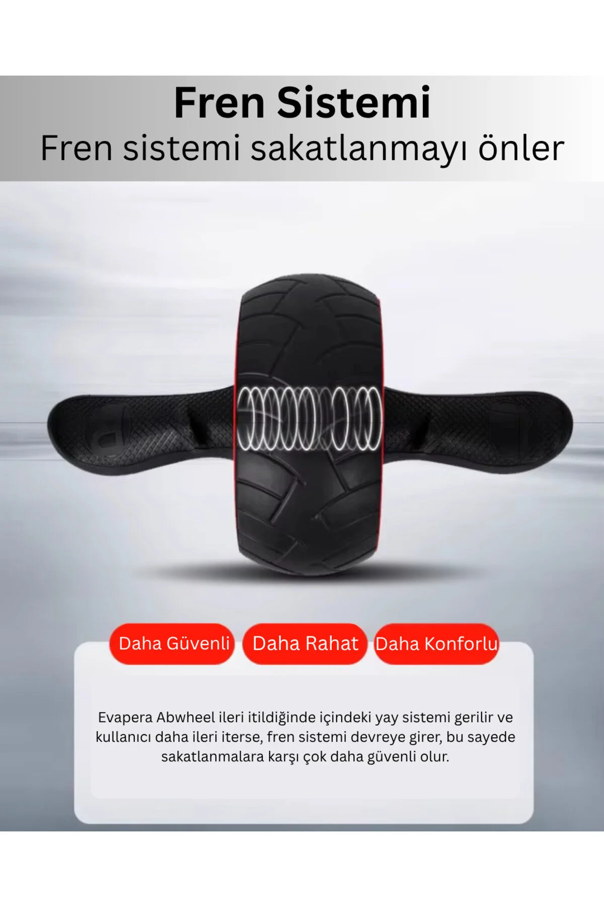 Profesyonel Geri Tepmeli Ab Wheel Premium Roller Karın Kası Egzersiz Tekerleği Mekik Aleti Max 150Kg - 6
