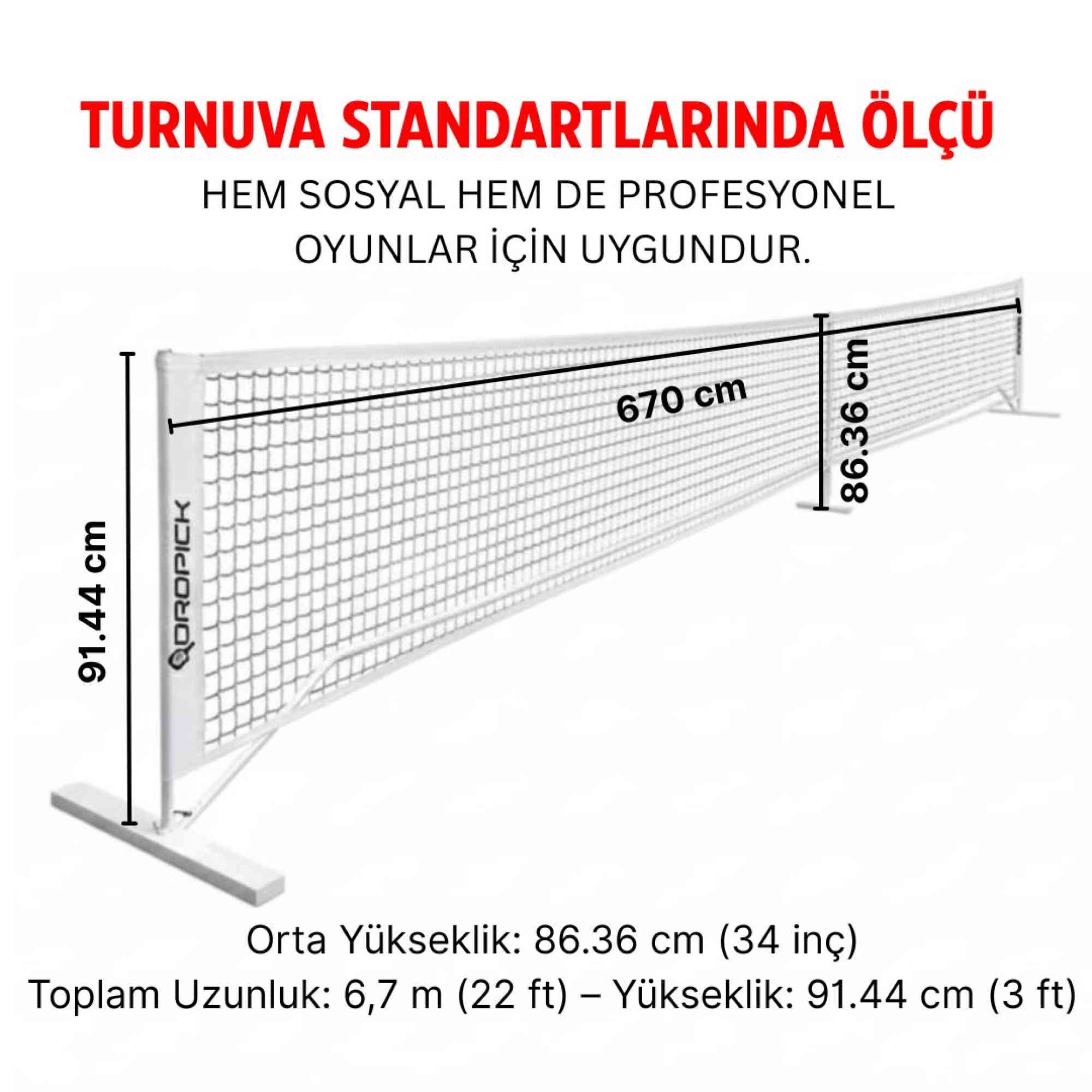 Profesyonel Pickleball Filesi – Beyaz File | Hafif, Dayanıklı ve Taşınabilir - 3