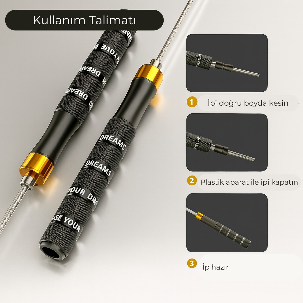 Profesyonel Speed Rope Atlama İpi Rulmanlı Bilyalı Hızlı Dönüş Fitness Crossfit & Boks İpi - 4