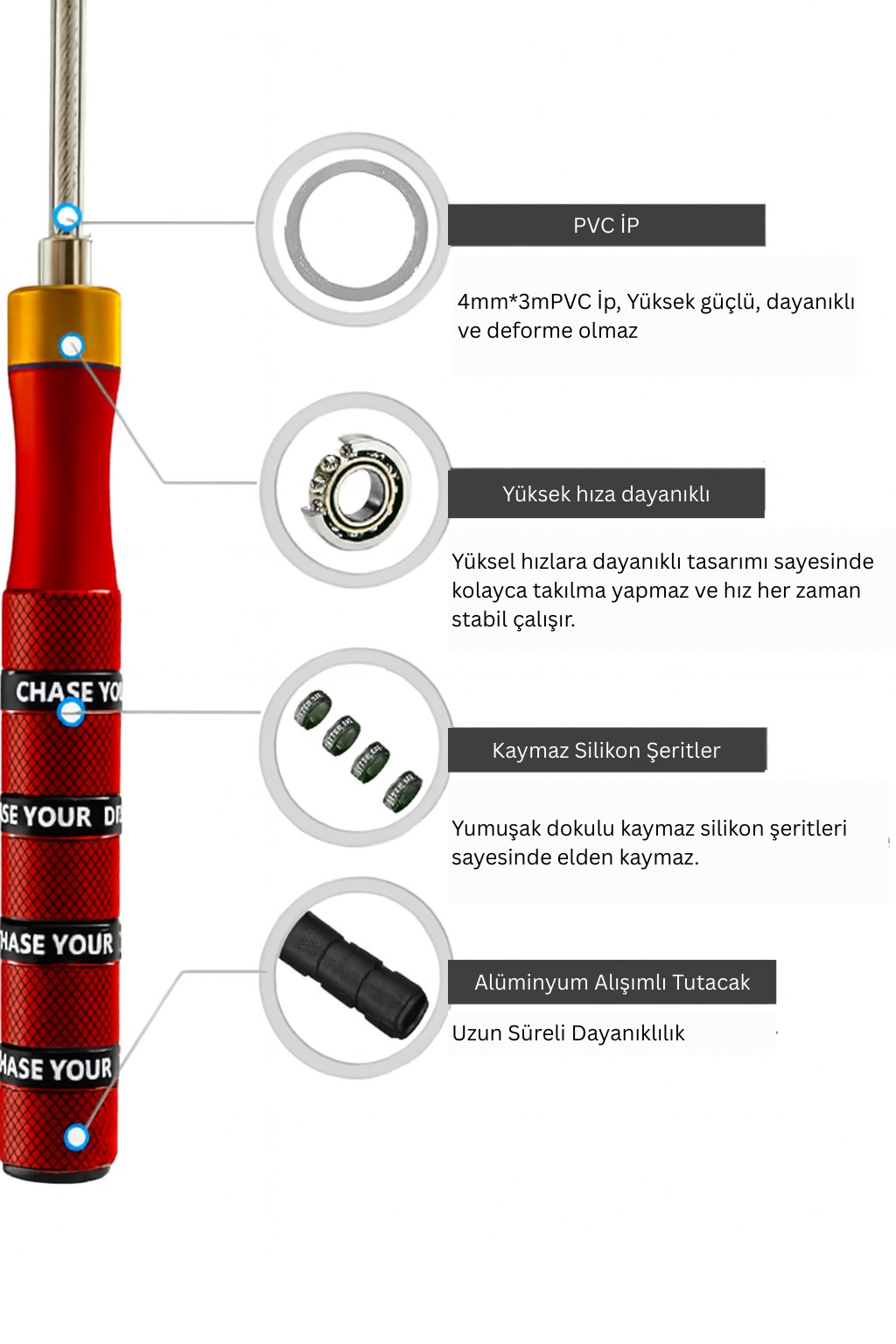 Profesyonel Speed Rope Atlama İpi Rulmanlı Bilyalı Hızlı Dönüş Fitness Crossfit & Boks İpi - 6