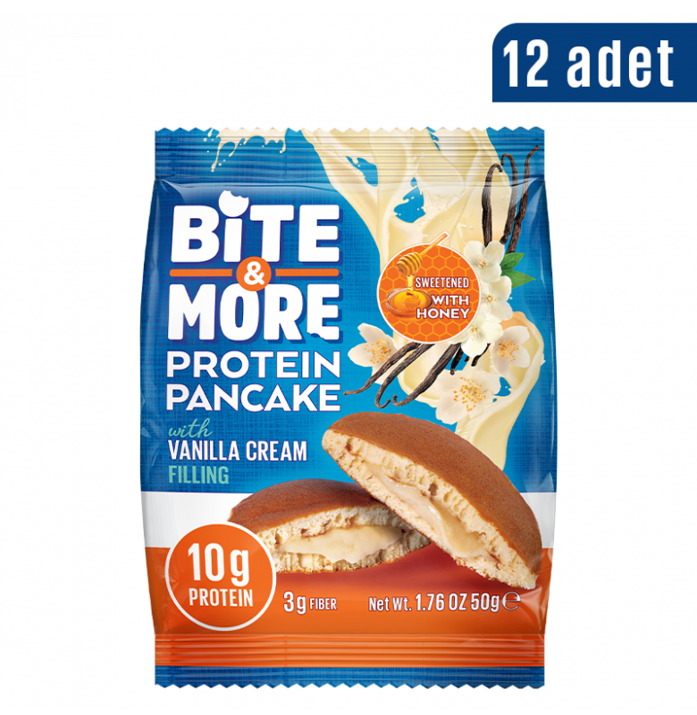 Bite & More Protein Pancake Vanilla Cream 12 Adet x 50 gram