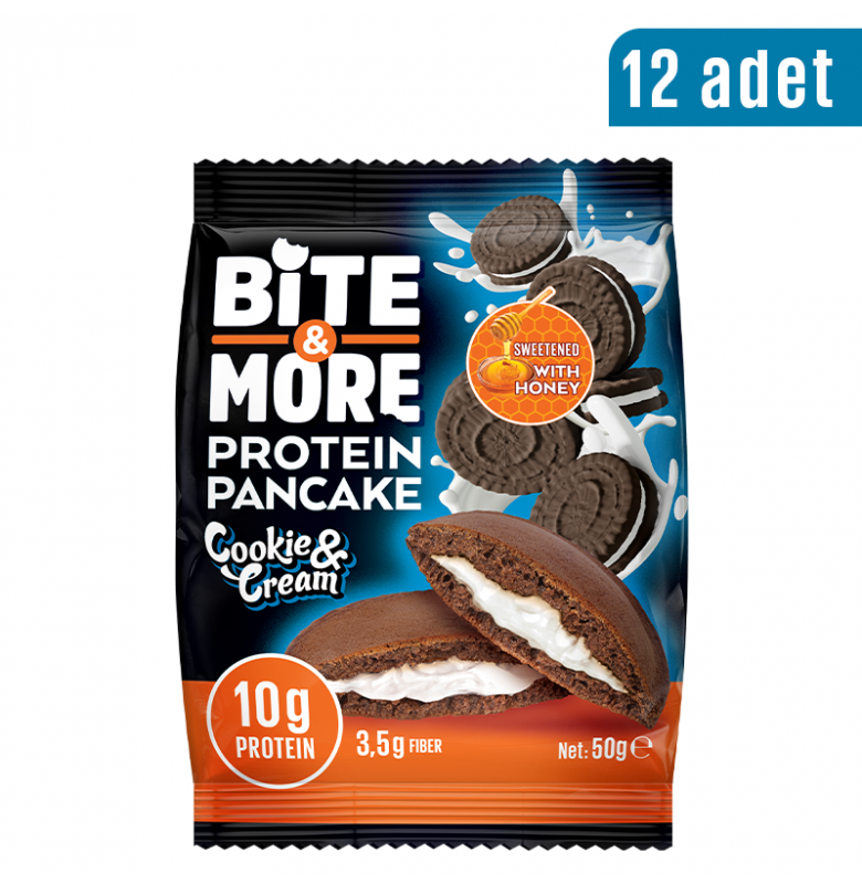 Bite & More Cocoa Protein Pancake Cookie Cream 12 Adet x 50 gram
