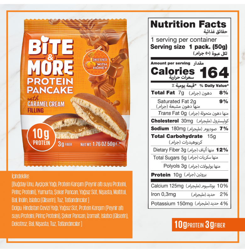 Bite & More Protein Pancake Caramel Cream 50 gram - 3