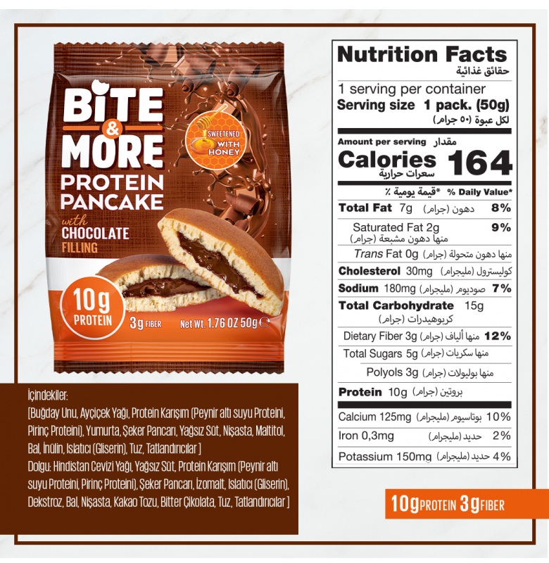 Bite & More Protein Pancake Çikolata 50 gram - 3