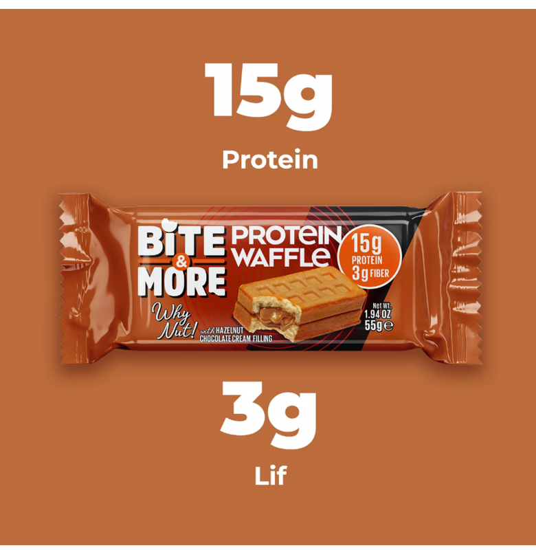 Bite & More Protein Waffle Fındık 12 Adet x 55 Gram - 2