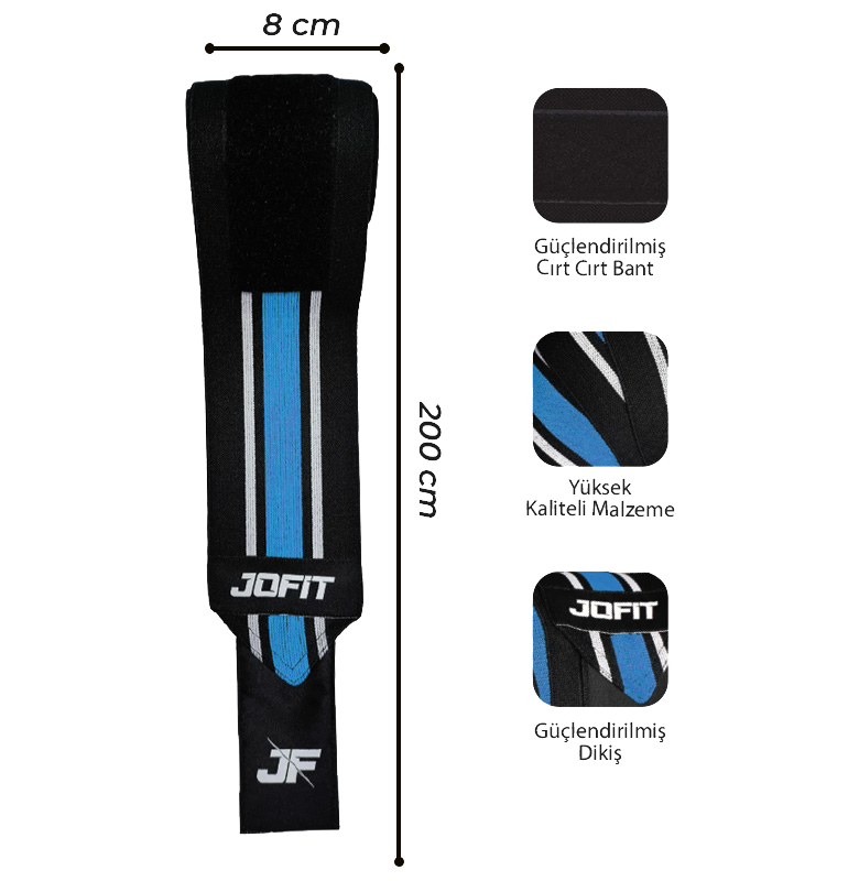 Jofit Knee Wraps Siyah - Mavi - 4