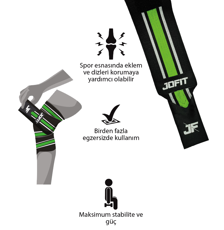 Jofit Knee Wraps Siyah - Yeşil - 3