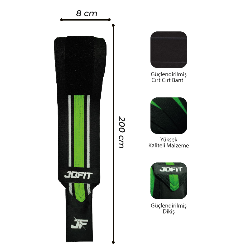 Jofit Knee Wraps Siyah - Yeşil - 4