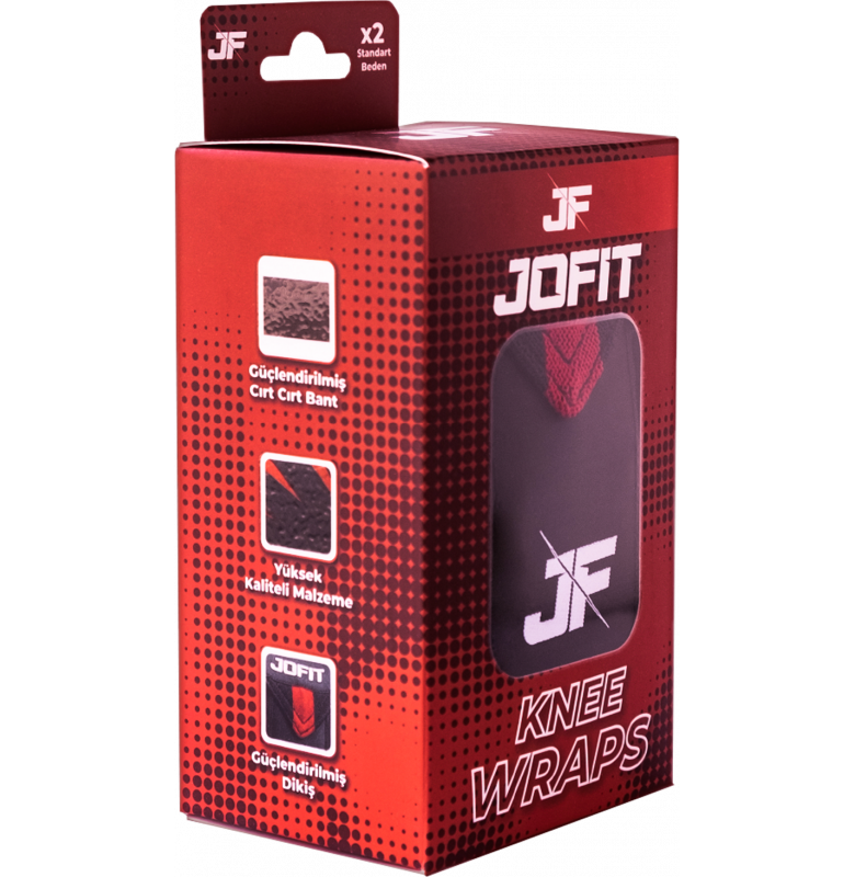 Jofit Knee Wraps Siyah - Kırmızı - 2