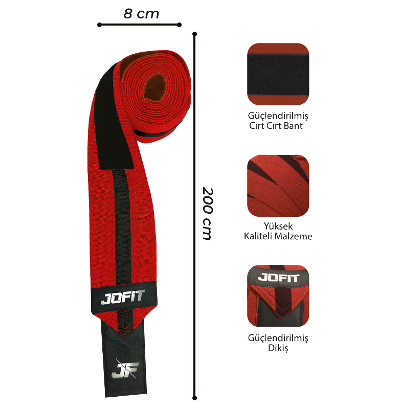 Jofit Knee Wraps Kırmızı - Siyah - 4
