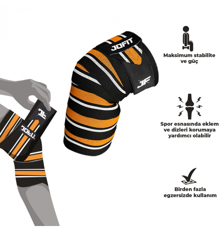 Jofit Knee Wraps Siyah - Turuncu - 2