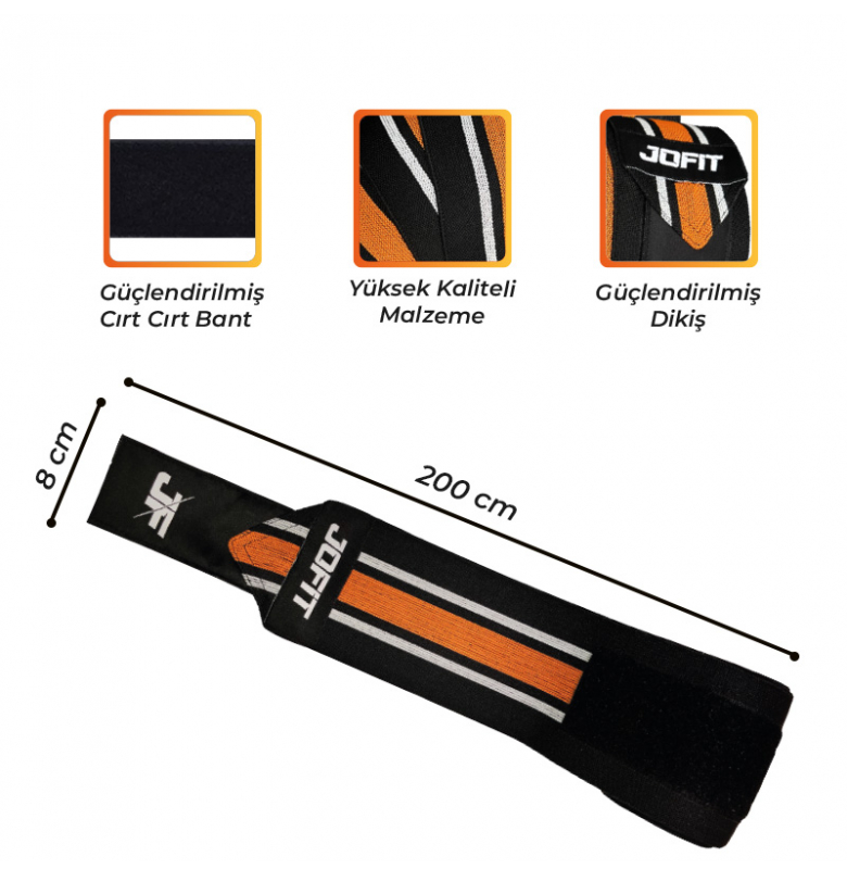 Jofit Knee Wraps Siyah - Turuncu - 3