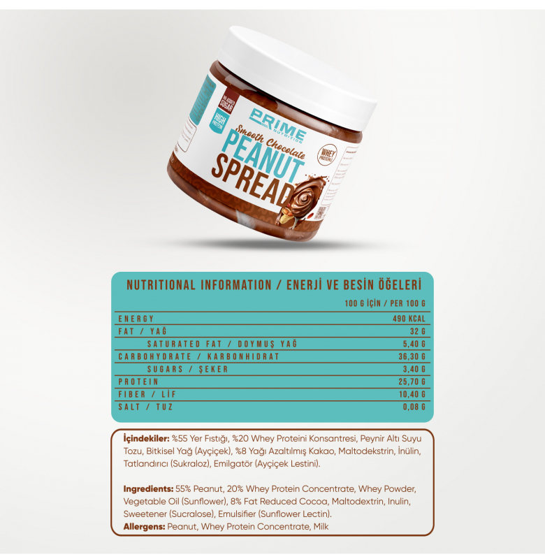 Prime Nutrition Smooth Peanut Spread Çikolata 350 gram - 3